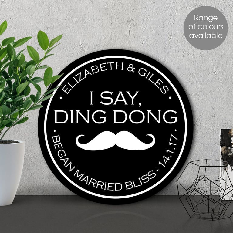 Ding Dong personalised wall sign plaque, wedding or anniversary gift idea