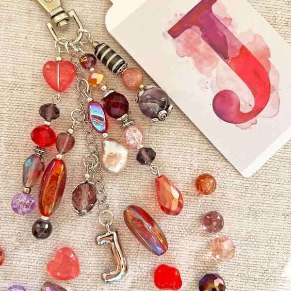 Balloon letter bag charm, Letter J bag charm, bag charm with letter