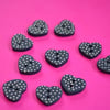 Little Wooden Dotty Heart Buttons Navy Blue 10pk Spotty Dot  13x15mm (WH7)