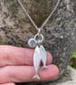 Sterling silver and blue topaz fish pendant with optional chain - Image 5