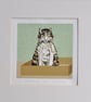 Special Delivery - Original - Handmade - Cat - Lino print.  - Image 1