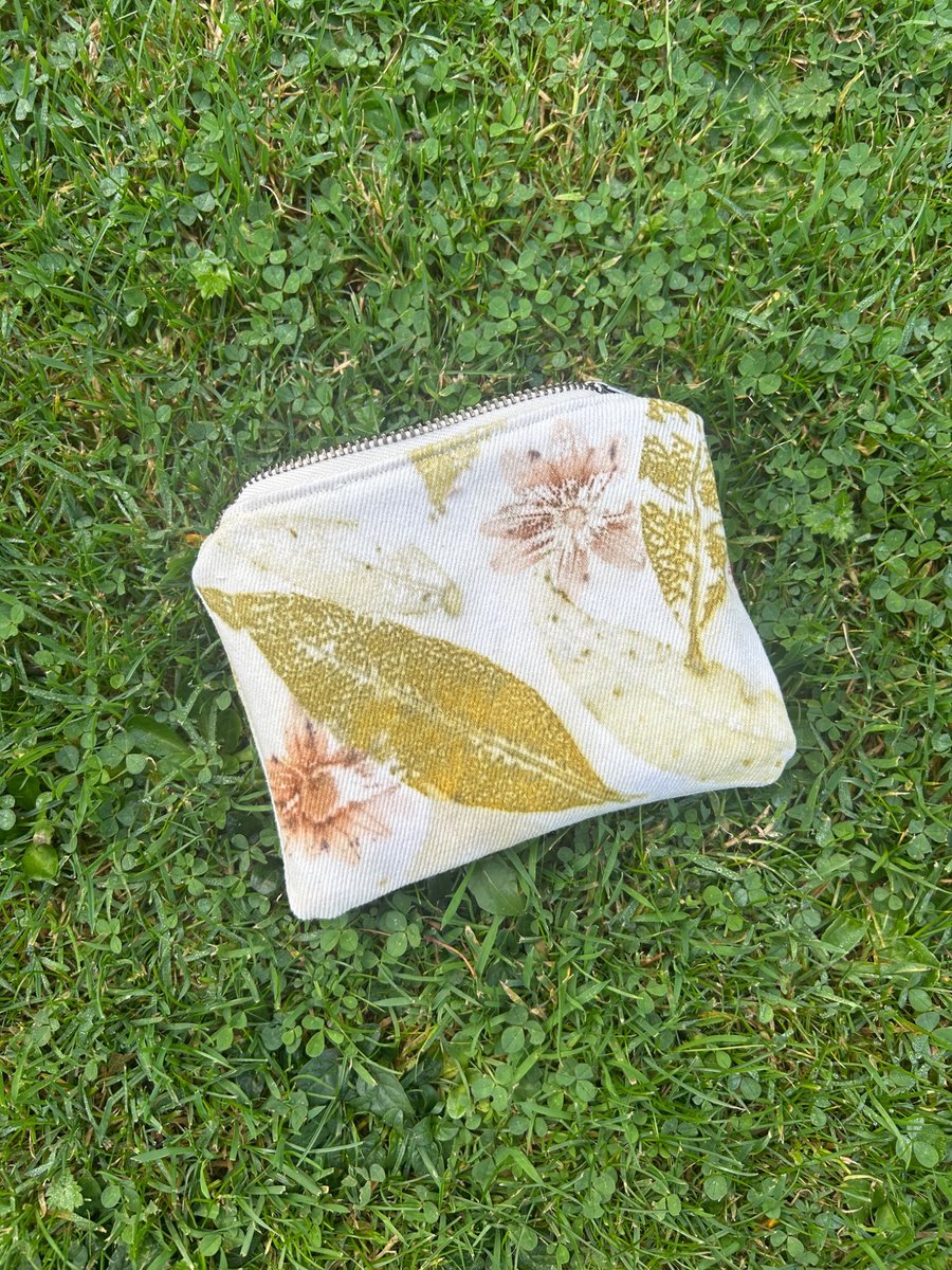 Botanically printed cotton purse 