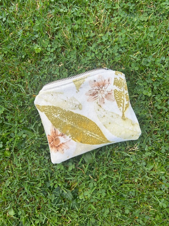 Botanically printed cotton purse 