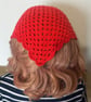Cherry Red Crochet Hair Bandana - Cotton Triangle Headband - Image 6