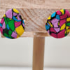 Bright mosaic pebble polymerclay earrings