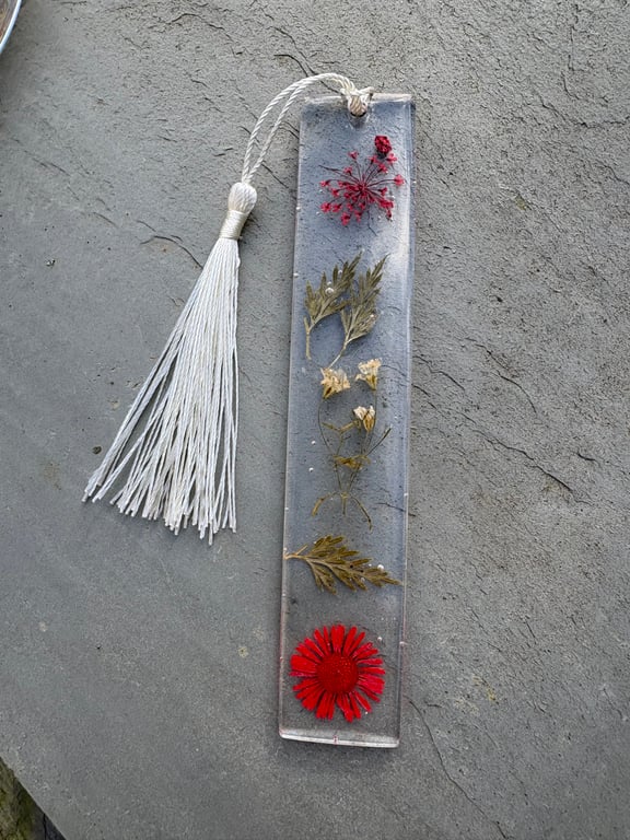 Red Floral Collection - Resin Bookmark 