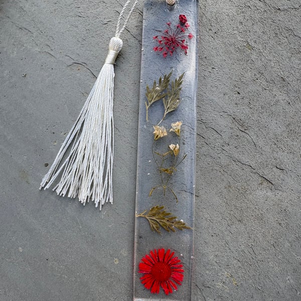 Red Floral Collection - Resin Bookmark 