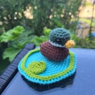 Handmade crochet rubber duck mallard