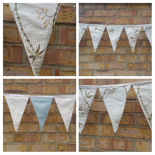 Bunting in cream and green floral, tea party, high tea.