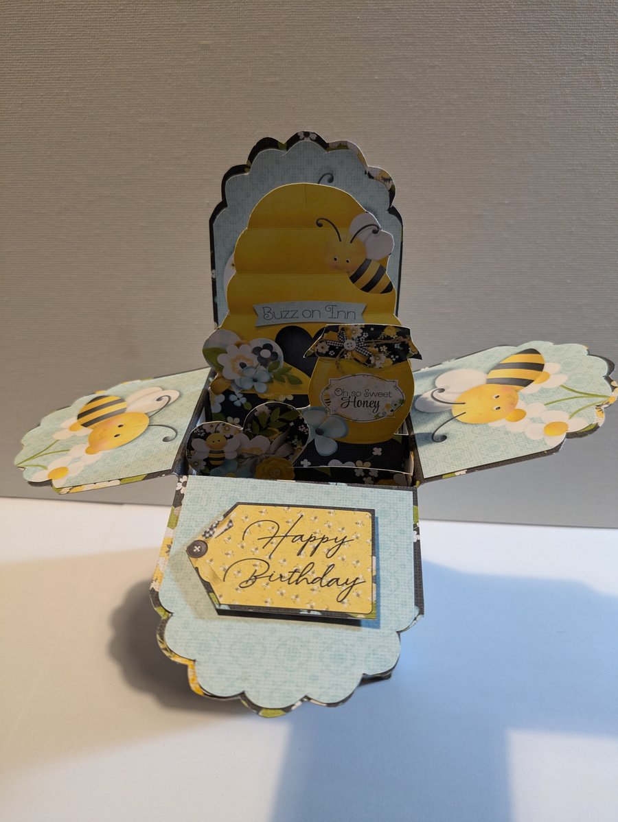 Handmade Pop Up Birthday Card - Bee Hive