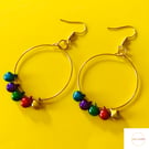 Rainbow Bell Bead Hoop Earrings, Colourful & Quirky Handmade Jewellery