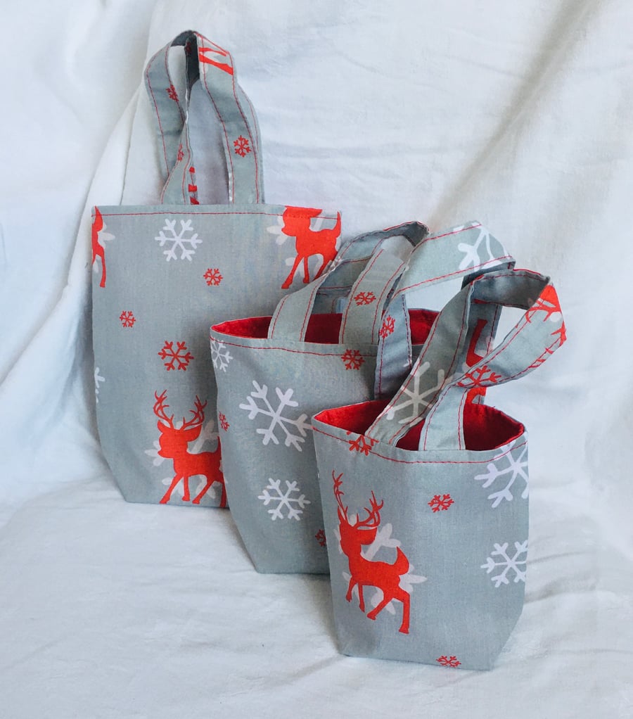 Christmas Gift Bag, Reusable Gift Bag, Fabric Gift Bag, Gift