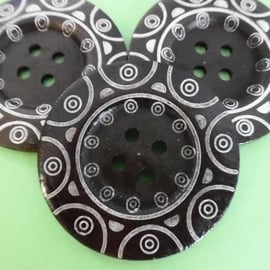 6cm Raised Edge  Dark Brown Patterned Large Wood  Buttons AZTEC pattern