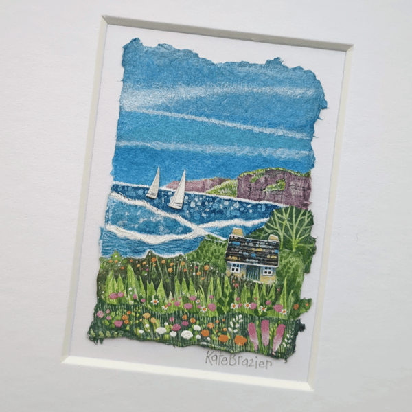 Sand-Dune Cottage - Original miniature collage. A5 Mounted