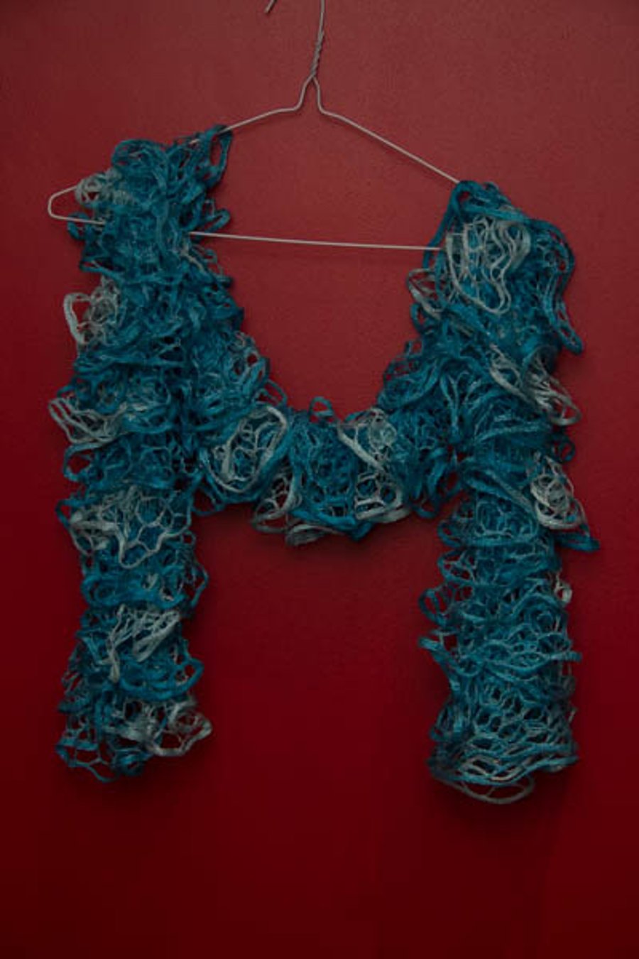 Blue and Turquoise Lacy Effect Scarf