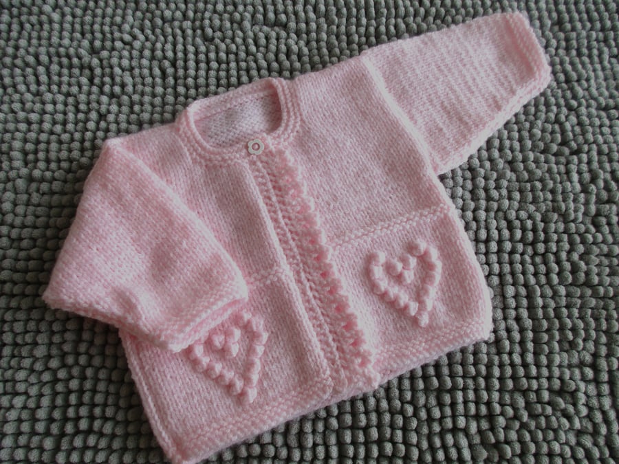 16" Hearts One Button Cardigan