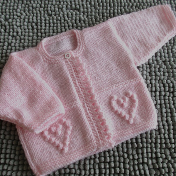 16" Hearts One Button Cardigan