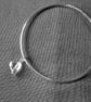 Sterling Silver Bangle with Crystal Heart Charm - Image 2