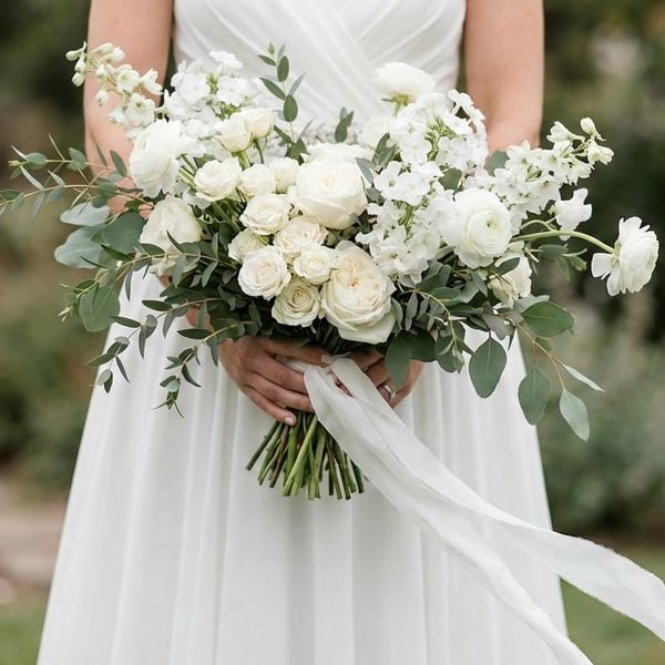 Hand Made White Silk Ribbon, Bridal Bouquet Ribbon, Cake, Stationery, Decor