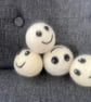 100% wool handmade tumble dryer balls with funny faces