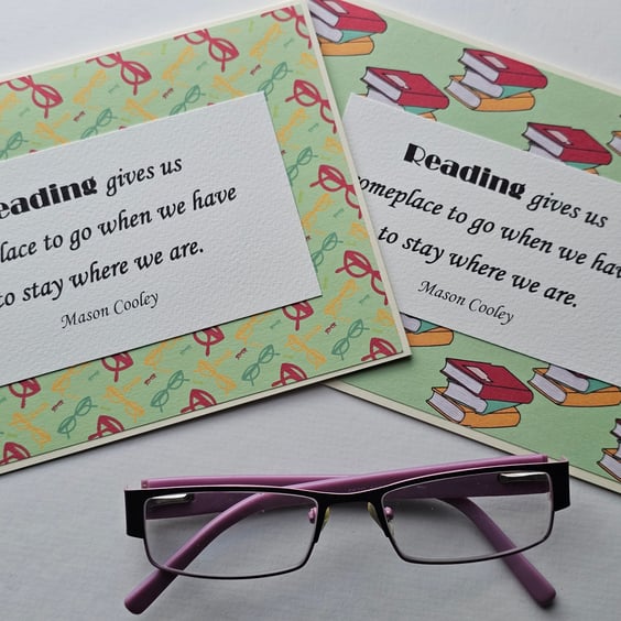 Reading Quote Set of 2  Large Blank Cards 7" x 5" Perfectly Imperfect