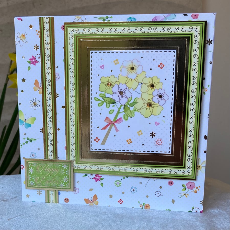 Happy Easter. Easter Card. Pretty Floral Easter Card.