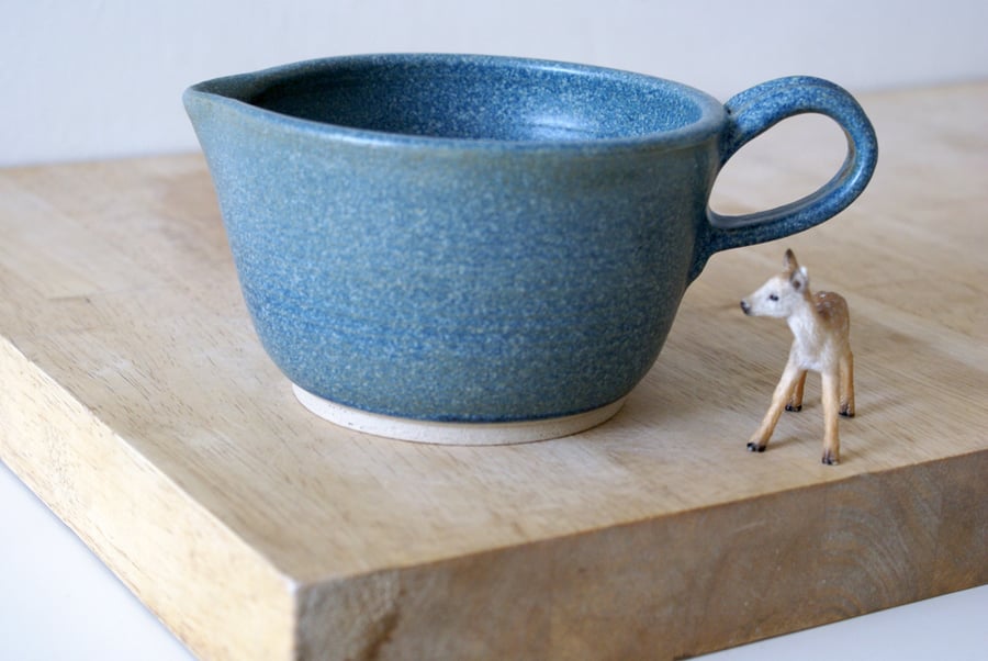 Ceramic stoneware batter bowl - hand thrown glazed in smokey blue