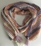  SCARF, neckwarmer. 'Coast Path'  Soft , lightweight alpaca blend . Cream, pink. - Image 3