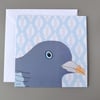 Pigeon blank card with patterned background bird card
