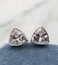 Trillion (triangle) cut gemstone or birthstone stud earrings