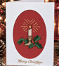 Handmade Cross Stitch Christmas Card – Candle, Holly & Berries – 6 x 4 Inch
