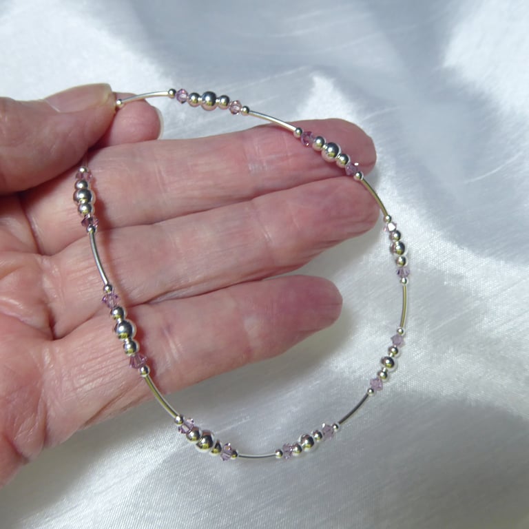 Sterling Silver and Swarovski Crystal Anklet with Lobster Clasp