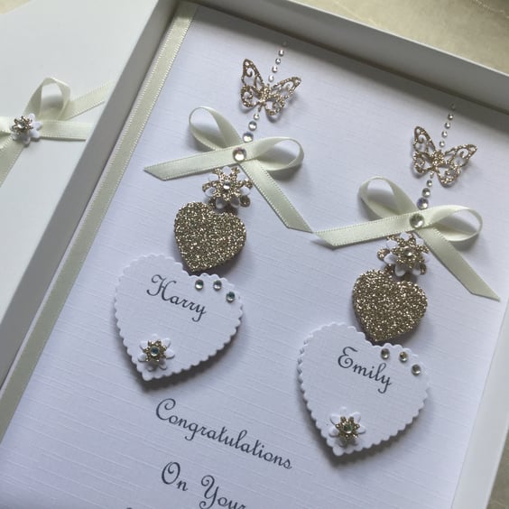 Personalised Handmade Wedding Day Card Engagement Any Anniversary Gift Boxed 