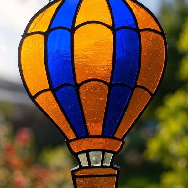 Stained Glass Hot Air Balloon Suncatcher, Handmade Window Hanging