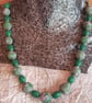 Handmade green and dusky pink polymer clay necklace
