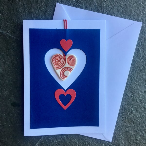 Hug in an envelope - Scandinavian heart handmade decoration and greetings card