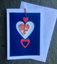 Hug in an envelope - Scandinavian heart handmade decoration and greetings card