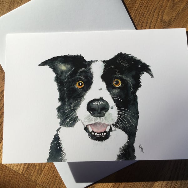  A5 blank card of my original Collie dog watercolour- 