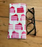 Pink Cake Slices Print Quilted Cotton Glasses Case