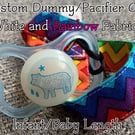 Custom White and Rainbow X-SHORT-BABY-NEWBORN 100% cotton pacifier paci clips