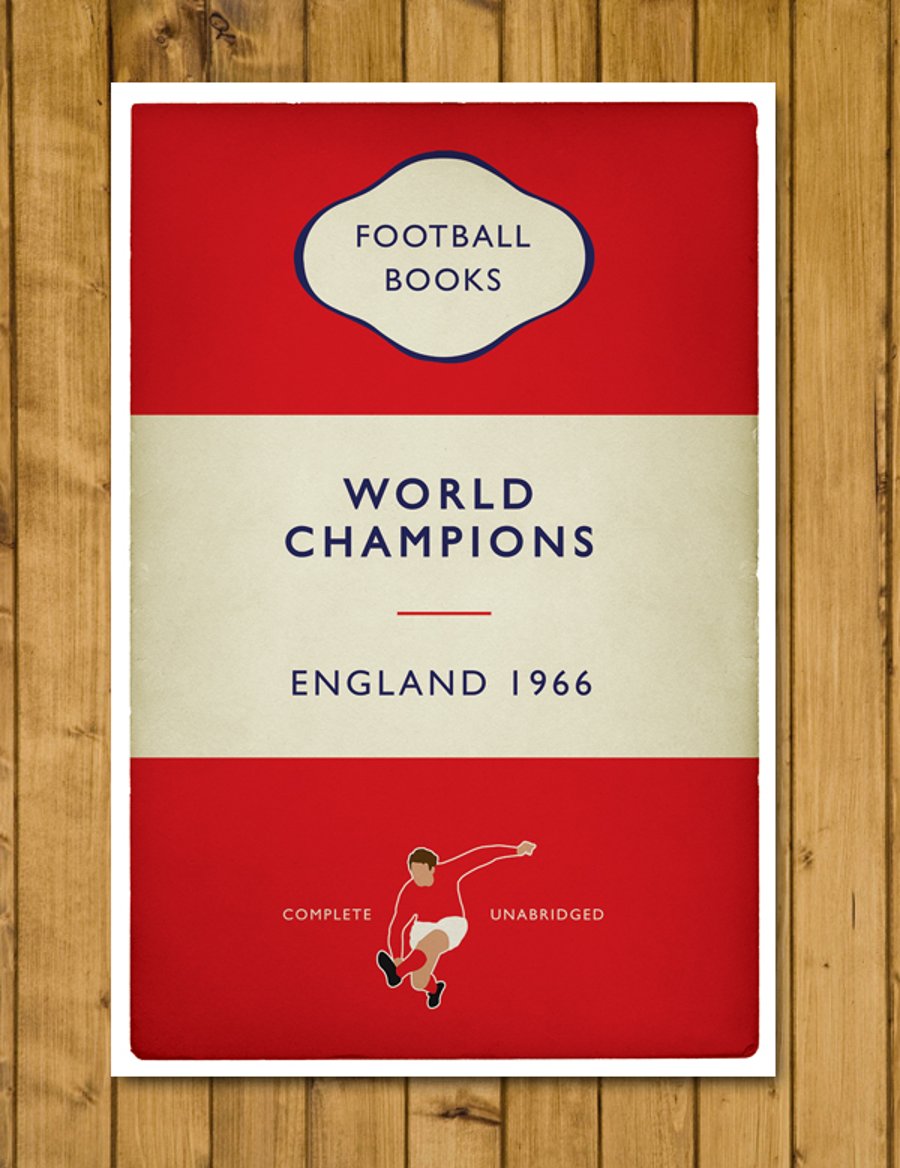England - World Champions 1966 - Book Cover - Football Poster - Various Sizes