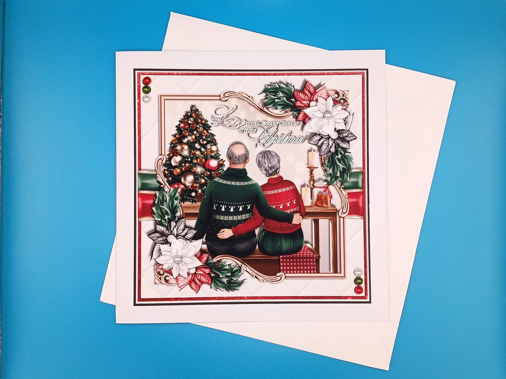 Art Deco Christmas Card. Handmade, Large, Parents, Special Couple,  Wife, Husban