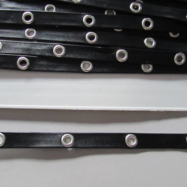 BLACK PLEATHER EYELET TAPE SOLD BY THE METRE