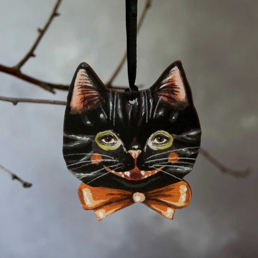 Noir the black cat laser cut hanging decoration