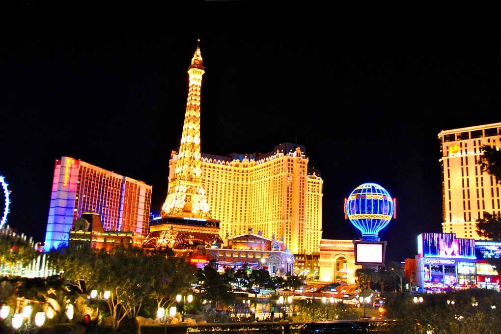 Eiffel Tower Paris And Bally's Hotel Las Vegas Photograph Print