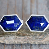 Lapis Lazuli Cufflinks Set in Sterling Silver