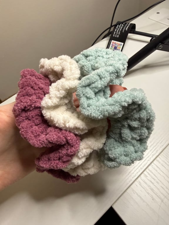 Fluffy Handmade Scrunchies - Set Of 3