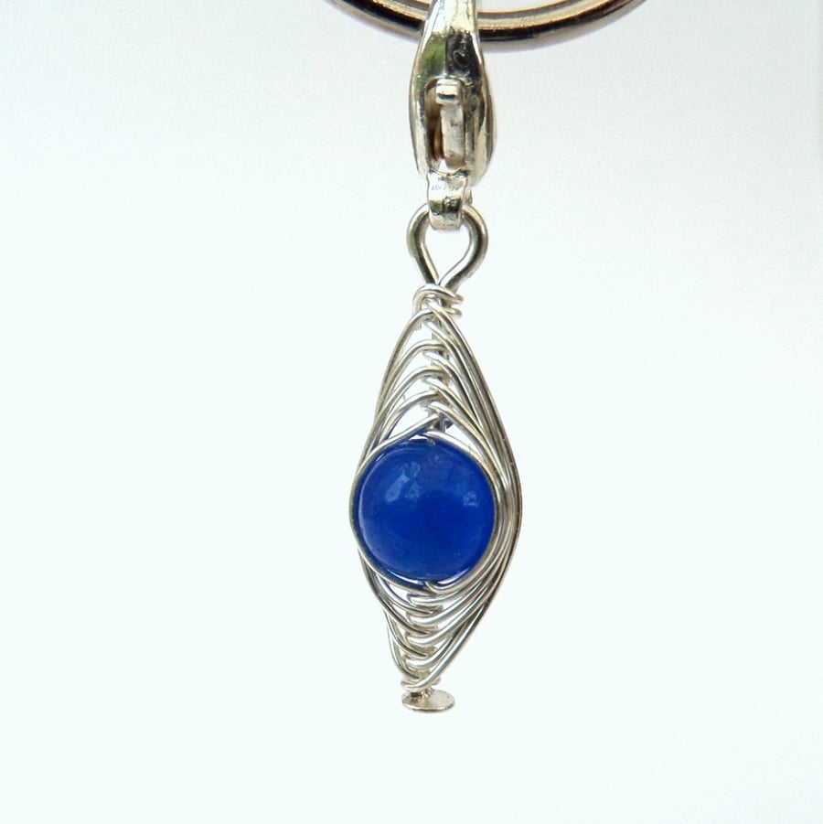 Peas in a Pod blue jade clip on charm, bracelet charm, necklace charm