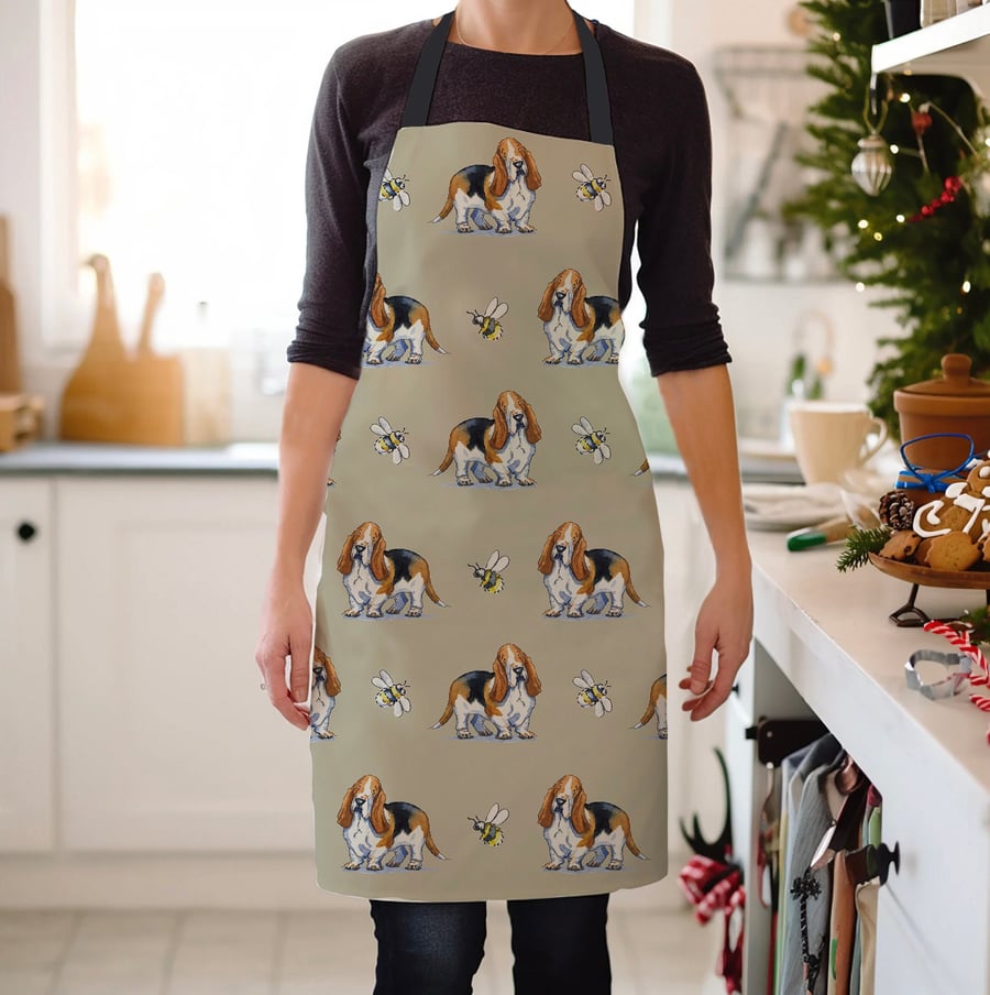 Basset Hound and Bee Apron