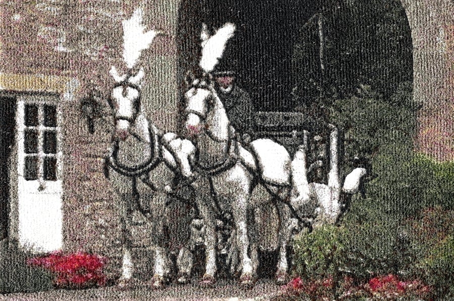 Embroidered Art - Horse Drawn Carriage, St. Pierre I  A beautiful work of art 